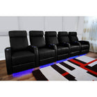 Valencia Syracuse Top Grain Leather LED Power Home Theatre Seating, Row of 5 Seats, Black (5-BLK-P)-Wrapped in Premium Top Grain 9000 Leather, extremely supple and ultra durable, for the ultimate experience in luxury