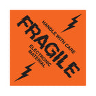 SPC Fragile Electronic Material Label - 3" x 3" - Black on Fluorescent Red - 500 Pack-Label Description "Fragile Electronic Material"