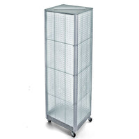 Azar Displays 60" x 16" 4-Sided Pegboard Floor Display with Wheels, Clear (700406-CLR)-Square tower spinner with wheels
