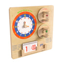 Flash Furniture Bright Beginnings Commercial Grade STEAM Wall Activity Board w/ Natural Finish, Multicolor Accents, Telling Time-Installs Onto STEAM Wall Systems with No Tools Required