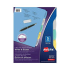 Avery Write & Erase Durable Plastic Write-On Dividers - 5 Tabs - Multi-colour-Write, erase and re-use with a ballpoint pen or pencil