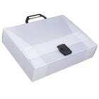 JAM Paper Plastic Portfolio Briefcase with Handles, 12 3/4 x 9 1/2 x 3, Clear-Gum Closure