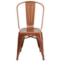 Flash Furniture Commercial Grade Copper Metal Indoor-Outdoor Stackable Chair-Set of 4 Stackable Bistro Style Chairs