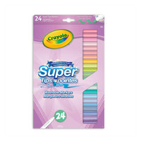 Crayola Super Tips Pastel Washable Markers - 24 Pack-Enjoy a rainbow of 24 different Pastel Super Tips Marker colours to choose from, including soft pinks, blues, and greens, perfect for adding a touch of whimsy to your artwork.