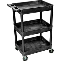 Luxor STC Series 3 Shelves Tub Cart, Black-Black
