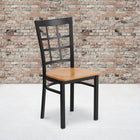 Flash Furniture HERCULES Series Black Window Back Metal Restaurant Chair - Natural Wood Seat - 2 Pack-Welded Joint Assembly