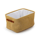 Truu Design Boho Storage Basket, Set of 3, 15 x 7.5 inches, Yellow/Neutral-Two faux leather strap handles on the side for easy grip and portability