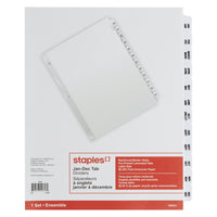 Staples Preprinted Jan-Dec Dividers - 12 Tabs - White-Reinforced punched holes