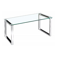 Plata Import Gen Coffee Table, Small, Glass Top (CT-1764NA-3)-Glass top and Metal Stainless Steel Frame