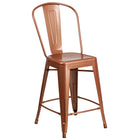Tabouret de comptoir en métal avec dossier, intérieur/extérieur, hauteur de 24 po, cuivre (ET-3534-24-POC-GG)-Capacité de poids de 500 lb
