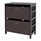 Winsome Wood Torino 3-Piece Set Storage Shelf with Black Fabric Baskets, Chocolate (92386)-Constructed of Solid wood in Espresso Finish