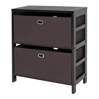 Winsome Wood Torino 3-Piece Set Storage Shelf with Black Fabric Baskets, Chocolate (92386)-Constructed of Solid wood in Espresso Finish