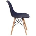 Flash Furniture Elon Series Navy Plastic Chair with Wooden Legs-Back Width: 11'' - 16''