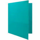 JAM Paper Plastic POP 2-Pocket Clasp School Folders with Prong Clip Fasteners, Teal Blue, 12 Pack-4