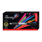 BIC - Marqueurs permanents Intensity Grip − Pointe fine − Noir − Paquet de 12-Capuchon enclenchable unique empêchant l’assèchement