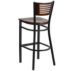 Flash Furniture HERCULES Series Black Slat Back Metal Restaurant Barstool - Walnut Wood Back & Seat-Walnut Finished Wood Seat
