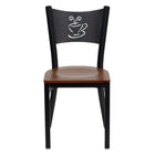 Flash Furniture HERCULES Series Black Coffee Back Metal Restaurant Chair - Cherry Wood Seat - 2 Pack-Set of 2 Metal Dining Chairs