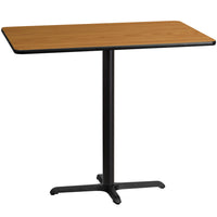 Flash Furniture 30'' x 48'' Rectangular Laminate Table Top, Natural with 22'' x 30'' Bar-Height Table Base (XUNT3048T2230B)-Bar Height Hospitality Table