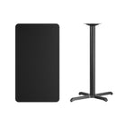 Flash Furniture 24'' x 42'' Rectangular Laminate Table Top, Black with 22'' x 30'' Bar-Height Table Base (XUBK2442T2230B)-Top Size: 24"W x 42"L