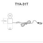 Dainolite Tonya Modern Incandescent Table Lamp - 1 Light - Matte Black -6ft Cord provides ample reach