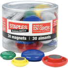 Staples Coloured Button Magnets - Classic Colours - 30 Pack-Attach pictures, paper and other items to any metal surface