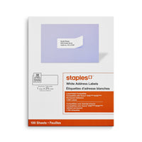 Staples White Address Labels for Inkjet/Laser Printers - 1" x 2-5/8"- 3000 Pack-Create customized labels for addressing and shipping