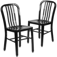 Flash Furniture Commercial Grade Black Metal Indoor-Outdoor Chairs - 2 Pack-Set of 2 Industrial Modern Chairs