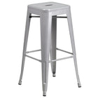 24'' Round Silver Metal Indoor-Outdoor Bar Table Set with 4 Square Seat Backless Barstools (CH-51080BH-4-30SQST-SIL-GG)-4