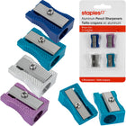 Staples - Taille-crayons en aluminium à un seul trou - Couleurs assorties - Paquet de 4-Lame en métal pour une longue durée de vie