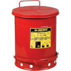 Justrite Oily Waste Cans, 10 Gal, 13 15/16" x 18 1/4", Red-Colour: Red