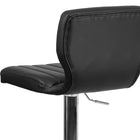 Flash Furniture Contemporary Black Vinyl Adjustable Height Barstool with Vertical Stitch Back & Chrome Base-Swivel Seat