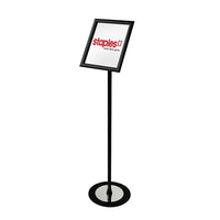 Futech FSH011B Landscape/Portrait Floor Sign Holder - 10.5" x 13" Signs - Black-The FSH011B floor stand holder is a 360-degree adjustable display for retail needs. This stand is suited for an indoor environment where promotions, menu items, and general information can be used.
