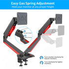 ShoppingAll Adjustable Dual Pneumatic Gaming Monitor Mount with Red Backlights for 15-32" Monitors-9