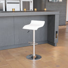 Flash Furniture Contemporary Vinyl Adjustable Height Barstool with Solid Wave Seat & Chrome Base - White-Seat Adjusts from Counter to Bar Height