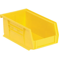 Quantum Bins Ultra Stack & Hang Bins - 4-1/8"W x 3"H x 7-3/8"D - Yellow - 24 Pack-Back and side grips make it easy to handle