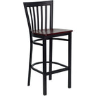 Flash Furniture – Tab. de bar pour restaurant HERCULES en métal noir, dossier à traverses verticales, assise en acajou-Capacité de poids de 500 lb
