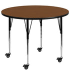 Flash Furniture Mobile 42" Round Oak HP Laminate Activity Table - Standard Height Adjustable Legs-Popular Round Activity Table
