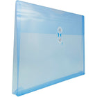 JAM Paper Plastic Envelopes with Button and String Tie Closure, Letter Booklet, 9.75 x 13, Blue Poly, 12 Pack (218B1BU)-Opening: booklet