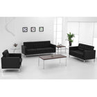 Flash Furniture – Causeuse contemporaine en cuir série Hercules Lacey avec pattes en inox, noir-Dimensions du siège : 17 1/2 haut. x 47 larg. x 21 1/2 prof. (po) dimensions du dossier : 16 1/2 haut. x 47 1/2 larg. (po)