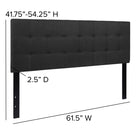 Flash Furniture - Tête de lit Bedford grand touffetée et rembourrée en tissu noir-Supports en métal noir avec fentes de rail de lit pour réglage