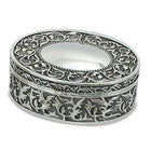 Elegance Nickel Plated Oval Jewelry Box, 5"x4.25"-Made with special design pattern nickel plating.