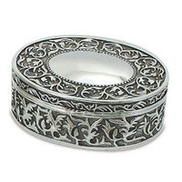 Elegance Nickel Plated Oval Jewelry Box, 5"x4.25"-Made with special design pattern nickel plating.