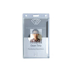 Beslayn Heavy Duty Frosted Rigid Plastic ID Badge Holder, Vertical 2-1/8" x3-3/8", Clear, 50 Pack-Heavy duty frosted rigid plastic card holder with thumb notch for easy insertion