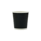 Tannex Double Wall Diamond Paper Coffee Cup, 4oz/118ml, Black-Gloss black colour with diamond texture. 4 oz. capacity. Perfect for espressos, appetizers and sampling