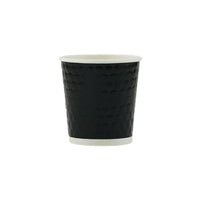 Tannex Double Wall Diamond Paper Coffee Cup, 4oz/118ml, Black-Gloss black colour with diamond texture. 4 oz. capacity. Perfect for espressos, appetizers and sampling