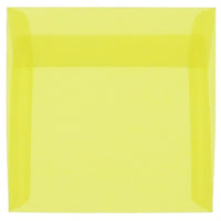 JAM Paper 5.5 x 5.5 Square Envelopes, Yellow Translucent Vellum, 100 Pack (PACV506g)-Primary yellow