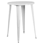 30'' Round White Metal Indoor-Outdoor Bar Table Set with 4 Vertical Slat Back Barstools [CH-51090BH-4-30VRT-WH-GG]-White Powder Coat Finish