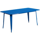 Flash Furniture 31.5" x 63" Rectangular Blue Metal Indoor-Outdoor Table-Metal Cafe Table