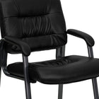 Flash Furniture Black Leather Executive Side Reception Chair with Titanium Frame Finish-Padded Arms