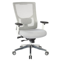 Fauteuil de direction Pro-Line II à dossier élevé et ajustable, au siège rembourré, mailles blanches -blanc avec siège rembourré gris